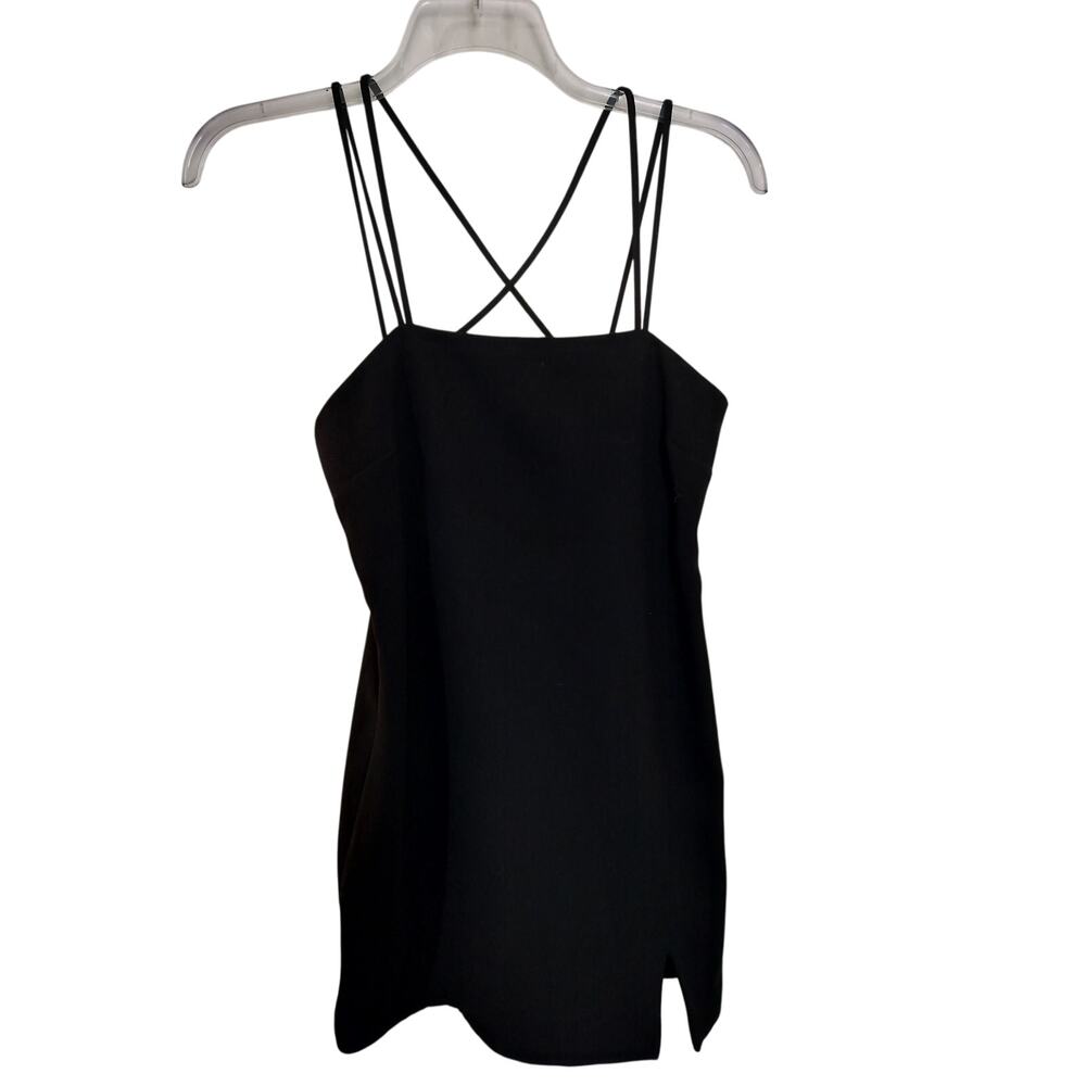 5315) Zara Women Small Black Strappy Goth Cocktail Mini Dress